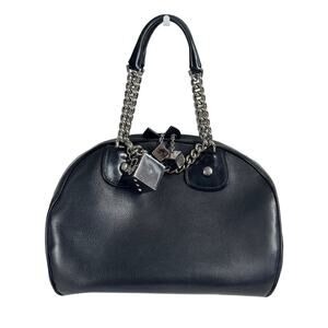 Dior Vintage 2004 Black Leather Gambler Dice Bowler Bag